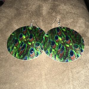 Earrings peacock print